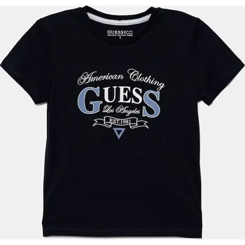 Dětské bavlněné tričko Guess tmavomodrá barva, s potiskem, N5YI20 K8HM4 N5YI20.K8HM4.9BYA 59X, vel. 122-125