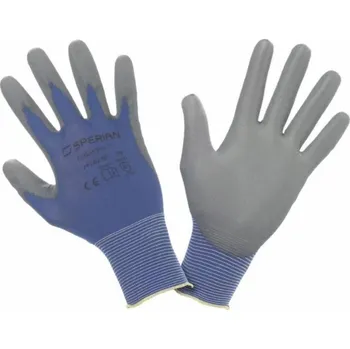 Pracovní rukavice RUKAVICE POVRSTVENÉ PU (dlaň) PERFECT POLY SKIN modrá-šedá 7 (S)