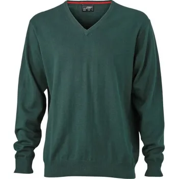 Pánský svetr SVETR výstřih do V JN 02.0659 forest green S