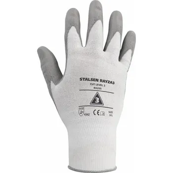 Pracovní rukavice RUKAVICE PROTIŘEZNÉ povrstvené PU RAYZA RX335 bílá-šedá 8 (M)