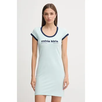 Dámské šaty Šaty Calvin Klein Jeans tyrkysová barva, mini, přiléhavé, LV047C259G 06X, vel. L