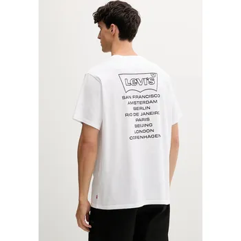 Pánské tričko Bavlněné tričko Levi's pánské, bílá barva, s potiskem, A2082 A2082.0281 00X, vel. XS