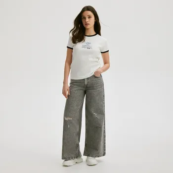 Reserved - Džíny super wide leg se zdobením - světle šedá - 752CV-09J - 752CV-09J-164