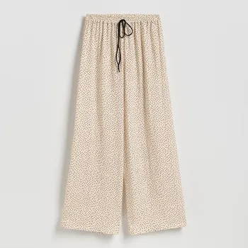 Reserved - Volné kalhoty s viskózou - krémová - 887HU-01X - 887HU-01X-XL