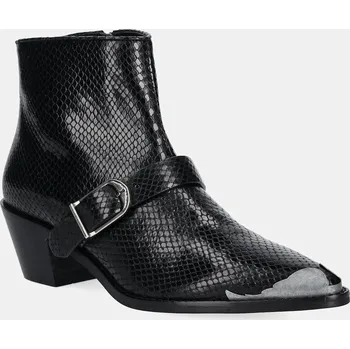 Dámské kozačky Kožené kotníkové boty ZADIG&VOLTAIRE Tylow dámské, černá barva, na podpatku, SWCT02066 99X, EUR 39