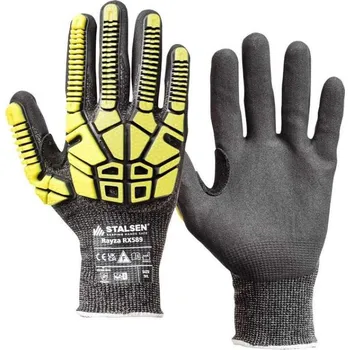 Pracovní rukavice RUKAVICE PROTIŘEZNÉ A NÁRAZU povrstvené nitrilem RAYZA RX589 černá-žlutá 10 (XL)
