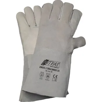 Pracovní rukavice RUKAVICE SVÁŘECÍ hovězí štípenka NITRAS 20035 šedá 9 (L)