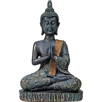 Soška Buddha - Přítomný okamžik výška 22 cm, v thajském stylu, zlatá patina