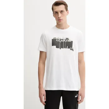 Bavlněné tričko Puma PUMA x SQUID GAME pánské, béžová barva, s potiskem, 630706 01X, vel. M