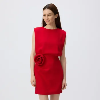 Dámské šaty Reserved - Mini šaty s ozdobnou růží - červená - 277FH-33X - 277FH-33X-L