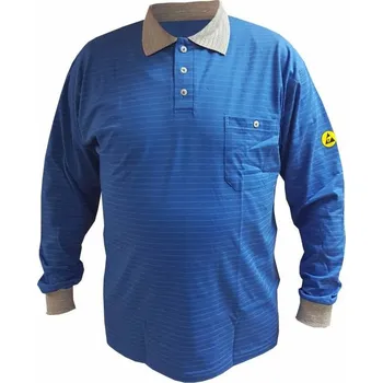 Pánská košile POLOKOŠILE dlouhý rukáv ESD BONET modrá-šedá 3XL