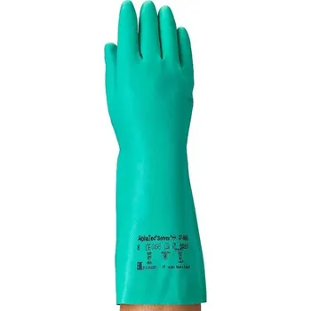 Pracovní rukavice RUKAVICE CHEMICKÉ nitril ALPHATEC SOLVEX 37-695 zelená 11 (2XL)