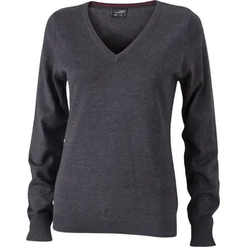 Pánský svetr SVETR dámský výstřih do V JN 02.0658 anthracite melange S