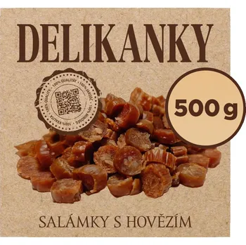 Pamlsek pro psa Delikan Delikanky salámky s hovězím 500 g