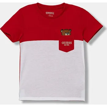Dětská móda Dětské bavlněné tričko Guess N5YI11.K8HM4.9BYA červená 33X, vel. 113-118