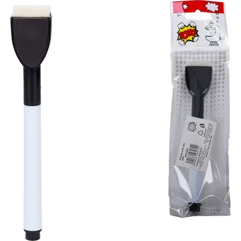 Popisovač na bílé tabule s mini stěrkou - černý