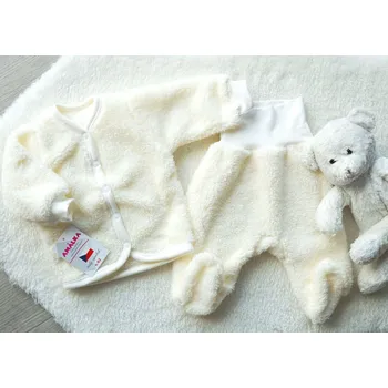 Kojenecké oblečení AMÁLKA Chlupatá kojenecká souprava, krémová Velikost: 86