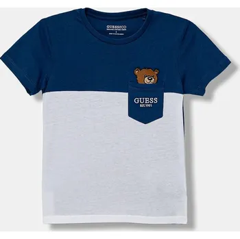 Dětská móda Dětské bavlněné tričko Guess N5YI11.K8HM4.9BYA modrá 55X, vel. 113-118