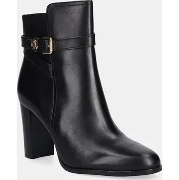 Dámské kozačky Kožené kotníkové boty Lauren Ralph Lauren Brke Bt Hl 2 dámské, černá barva, na podpatku, 802974474001 802974474001.001 99X, EUR 36