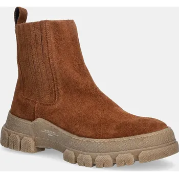 Dámská zimní obuv Semišové kotníkové boty Weekend Max Mara Genepi dámské, hnědá barva, na plochém podpatku, 2525796035600 2525796035600.TOBACCO 88X, EUR 37