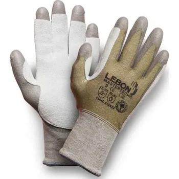 Pracovní rukavice RUKAVICE PROTIŘEZNÉ povrstvené PU MASTERTECH šedá-zelená 10 (XL)