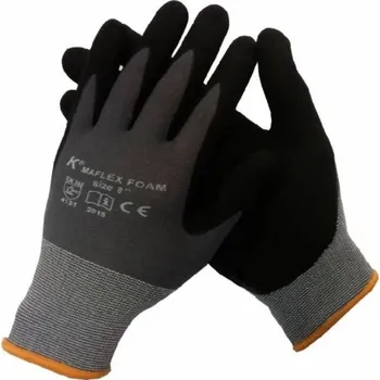 Pracovní rukavice RUKAVICE POVRSTVENÉ nitril (dlaň) MAFLEX FOAM tm.šedá-černá 9 (L)