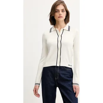 Dámský svetr Kardigan s příměsí vlny Guess Jeans W5YR32.Z3HO2 béžová 01X, vel. S