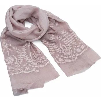 Šála Šála jednobarevná - růžová s krajkou