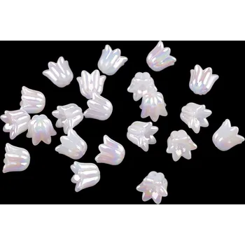 Korálek Plastové korálky s AB efektem zvoneček / sukýnka 12x14 mm Varianta: bílá perleť AB, Balení: 20 ks
