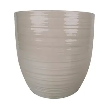Květináč Keramický květináč Bergamo lesklý 24 cm světle šedý, 2. jakost