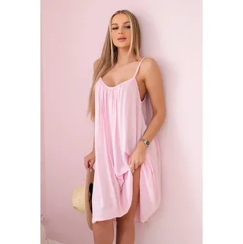 Dámské šaty Viskózové šaty na ramínka světle růžová UNI