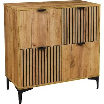 Komoda Komoda Piano 4D zlatý dub/černá