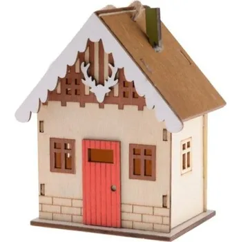 Vánoční dekorace Závěs Domeček 6x5cm, dřevo