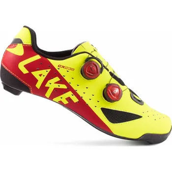 Pánské cyklistické tretry tretry LAKE CX238 Carbon fluo žlutá/červená vel.44