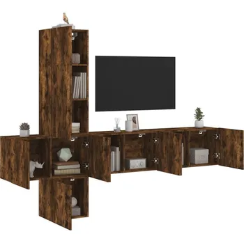 Obývací stěna vidaXL 5dílná obývací stěna kompozitní dřevo [3216458] Barva: kouřový dub