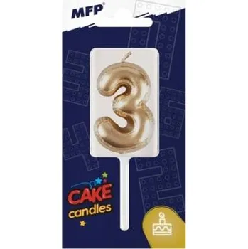 Dortová svíčka Dortová svíčka MFP balonek č. 3 zlatá