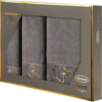 FROTÉ RUČNÍK EVA MINGE GAJA SADA 1KS 30X50 CM, 1KS 50X90 CM, 1KS 70X140 CM ŠEDÁ