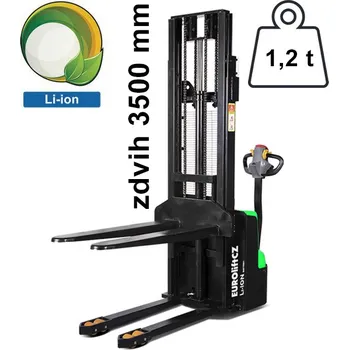 Paletový vozík Vysokozdvižný ručně vedený vozík EUROliftCZ ES12-WS-L - ZDVIH 3500 MM s volným zdvihem