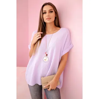 Dámská halenka Mušelínová halenka s náhrdelníkem světle fialová UNI