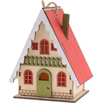Vánoční dekorace Závěs Domeček 6x4,5cm, dřevo