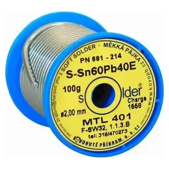 Příslušenství ke svářečce Cín trubičkový tavný 60%Sn pr.2.0 cívka 0.1kg