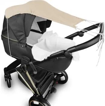 Mušelínová sluneční stříška na kočárek NATURE - béžová