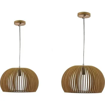 V-TAC Dřevěná závěsná lampa koule (2 velikosti) Ø440 x 280 mm