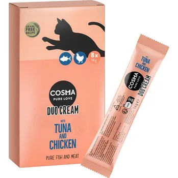 Krmivo pro kočku 8ks-8x14g Cosma DUO Cream kachna a kuřecí pamlsky pro kočky