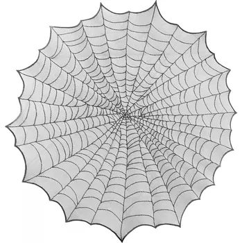 ubrus Černošedý kulatý ubrus Pavučina 124 cm – polyester na Halloween
