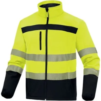 Pánský zimní kabát BUNDA High Vis SOFTSHELL LULEA2HV zářivě žlutá-námořnická modrá 3XL