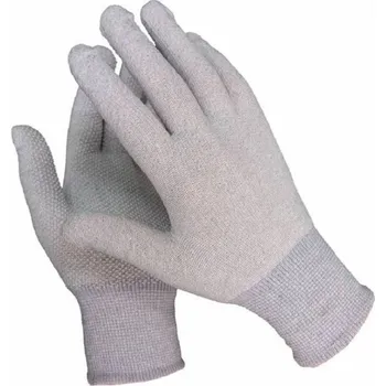Pracovní rukavice RUKAVICE TEXTILNÍ pletené antistatické nylon / uhlík s PVC terčíky ESD CARBON DOTS (JCA-104) sv.šedá 10 (XL)