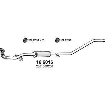 Zadní díl výfuku Střední díl výfuku ASSO 16.6016