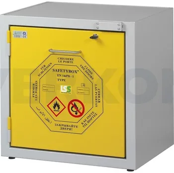 Protipožární bezpečnostní skříň LSS CM pod pracovní desku, odolnost 90 minut, Typ: AC 1200/50 CM s dvířky, Popis: Pro skladování max. 30 litrů kapalných a pevných hořlavých látek, certifikace dle norem EN 14470-1, EN 16121, EN 16122, Rozměry (š x h x v) [