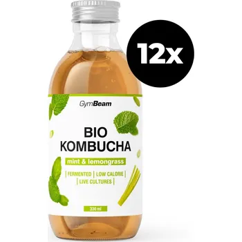 Anabolizér GymBeam BIO Kombucha 12 x 330 ml máta & citronová tráva